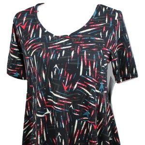 Lularoe XXS Perfect T Tunic Top Abstract Multicolor Half Sleeves NWT